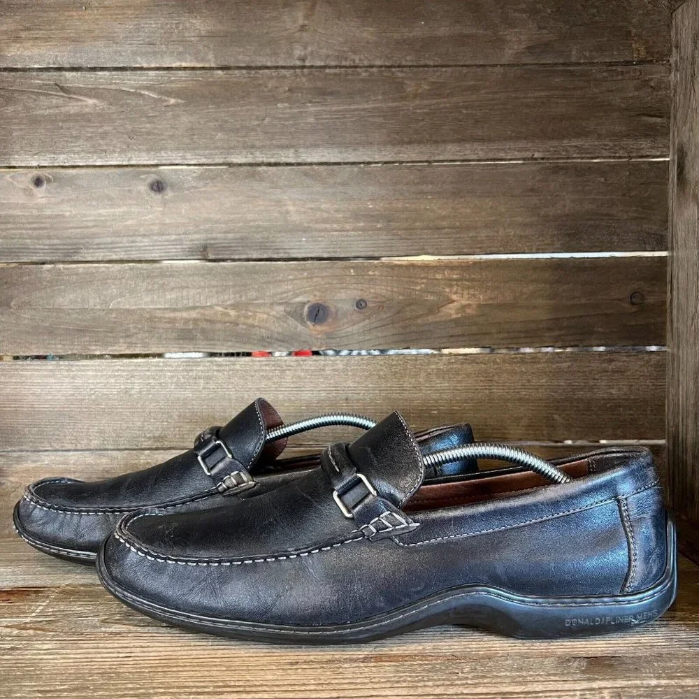 Mens Donald J Pliner Black Leather Dress Shoes Horsebit Loafers‎ Size 12 M GUC